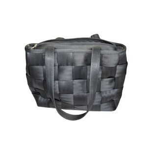 Harveys black medium seatbelt Woven Tote Bag purse structured neutral casual